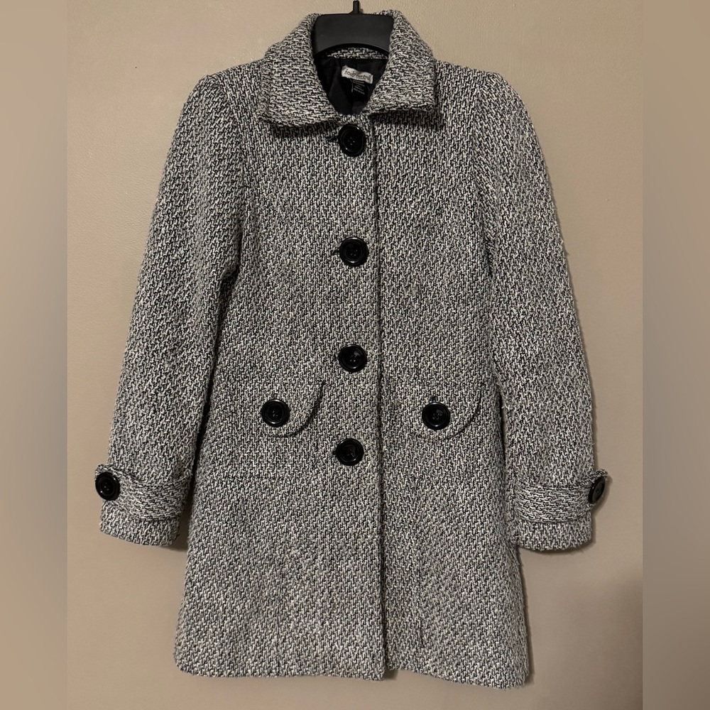 Vintage Y2K Body Central Black & White Peacoat Long Big Buttons Women’s Small